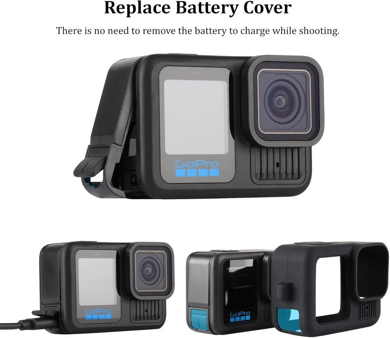 HSU Silicone Sleeve Case for GoPro Hero 13 Black, Battery Side Cover & Screen Protectors & Lens Caps & Lanyard, GoPro Hero 13 Black Accessories Kit - Image 3